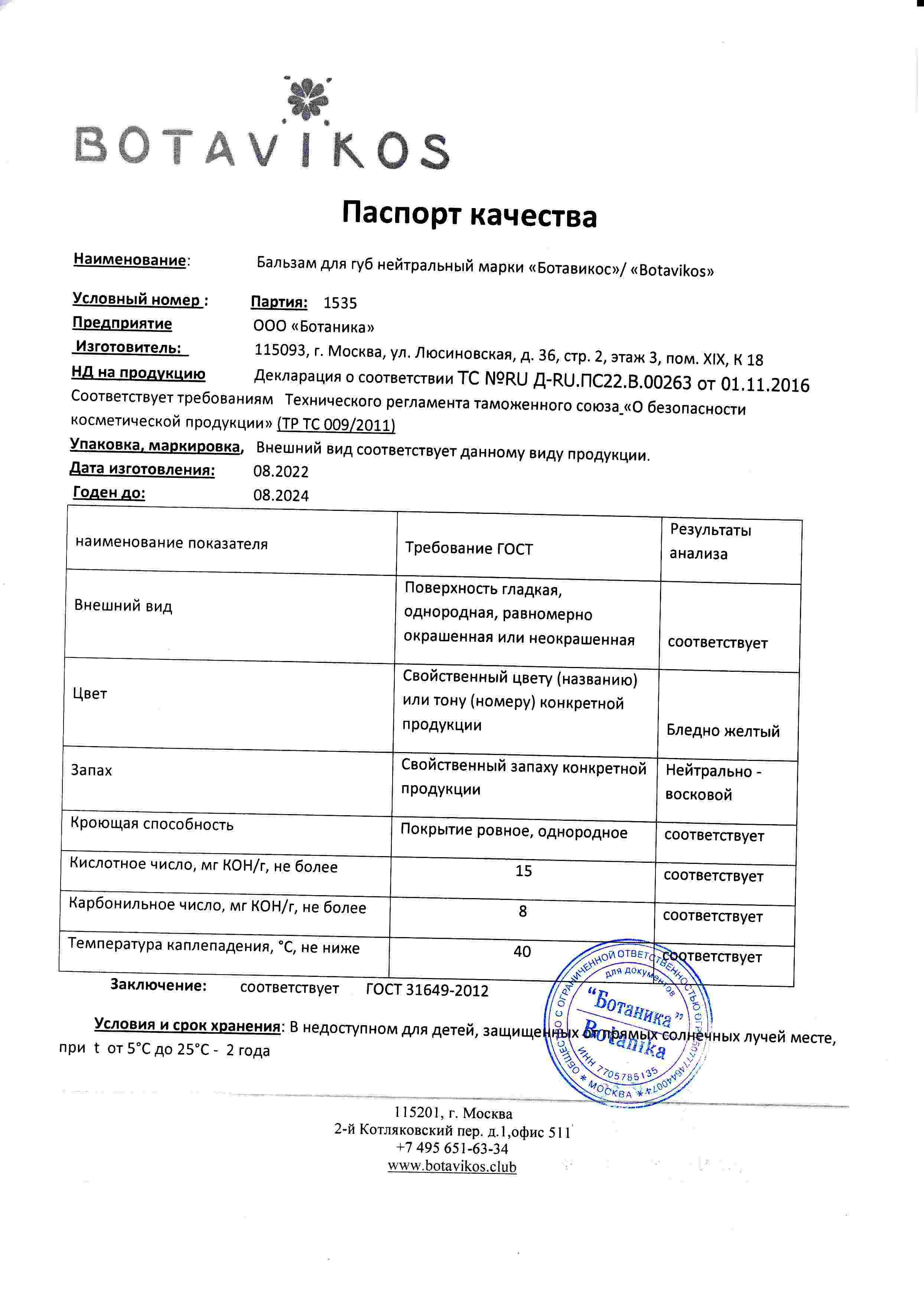 Паспорт №082022